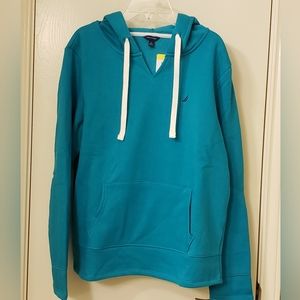 NWT Nautica Ladies Midweight Pullover Hoodie--Teal Blue Size Small